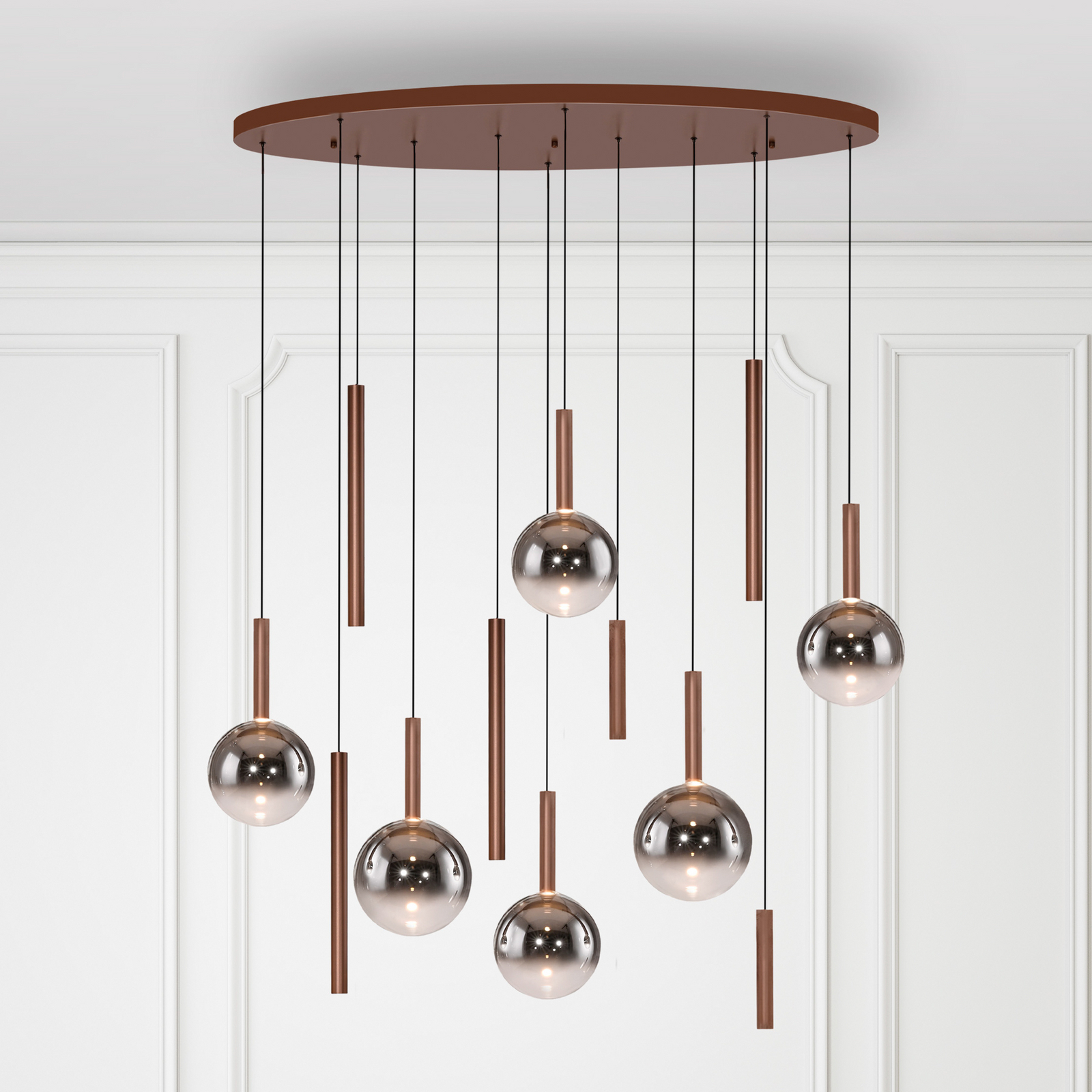 Paul Neuhaus LED-hänglampa Bowl, Ø 120 cm, brun/grå